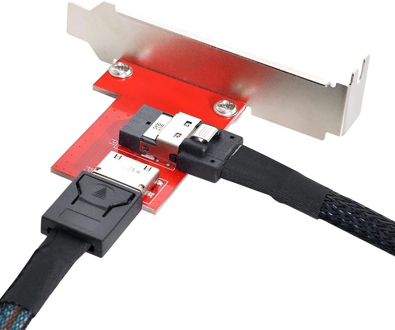 CY PCI-Express 4.0 Slimline SAS SFF-8654 to Oculink SFF-8611 SFF-8612 PCBA Female Adapter with Bracket - Image 3